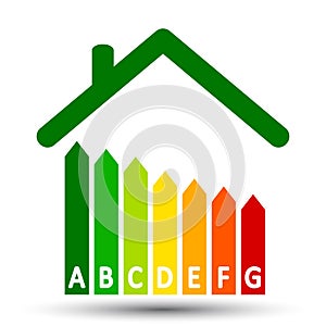 Energy efficient house concept with classification graph photo